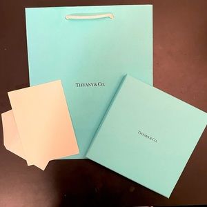 Tiffanys medium bag, notecard and jewelry box.